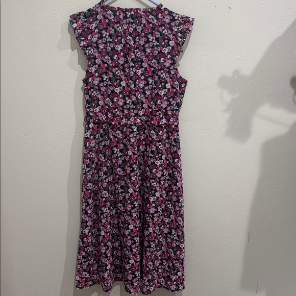 J. Crew Black and Pink Floral midi Dress - Picture 5 of 6